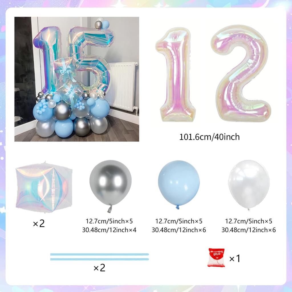 Colorful Rainbow Balloon Set Digital Transparent Colorful Aluminum Film Balloon Commemorative Day Birthday Party Decoration