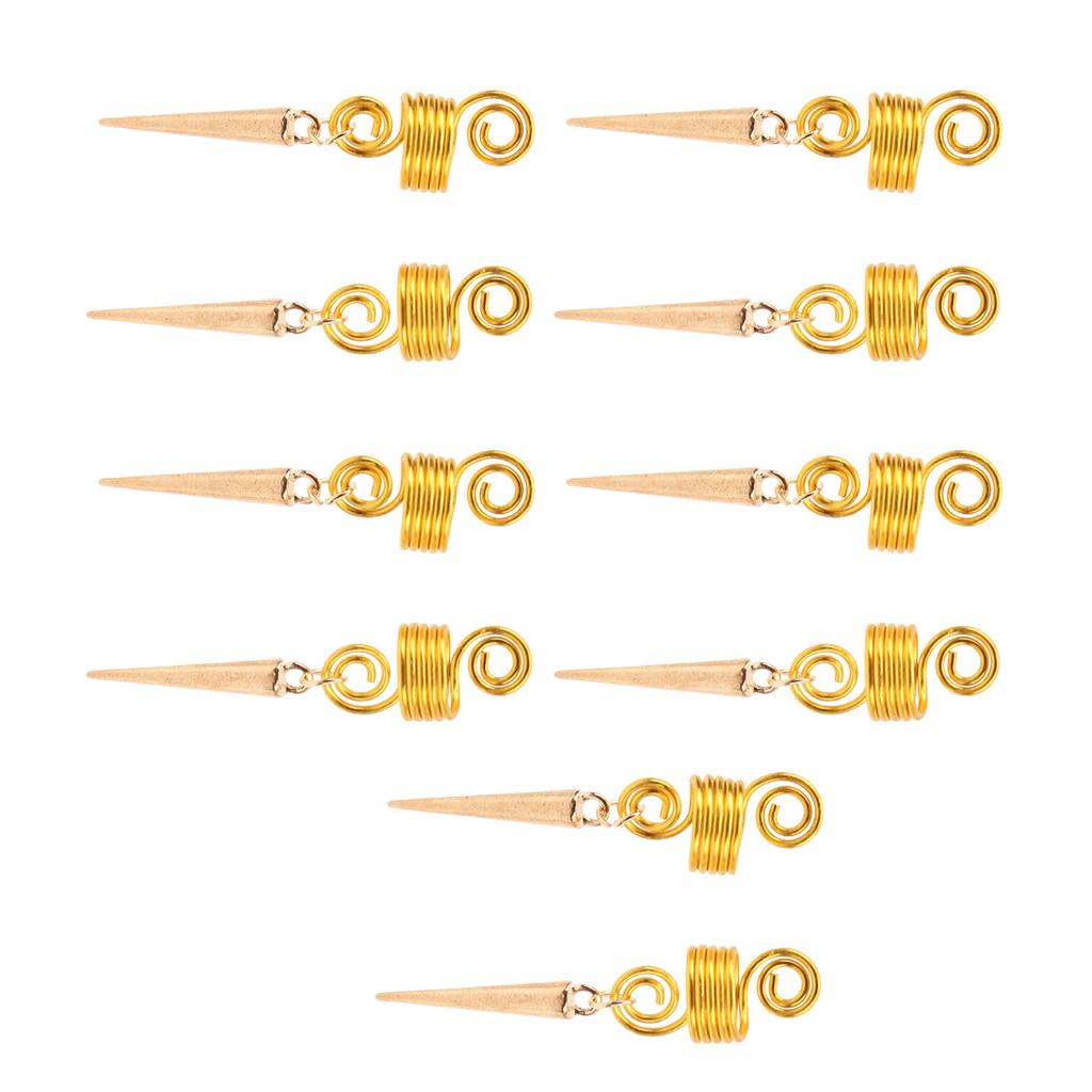 10 Stück Dreadlocks Perlen Modische Goldene Bartperlen für DIY Armband Halskette Schmuck Haardekoration