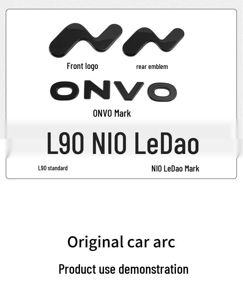 Compatible Black Letter Car Logo Modification for Nio L90 – Hood and Tail Emblem Sticker