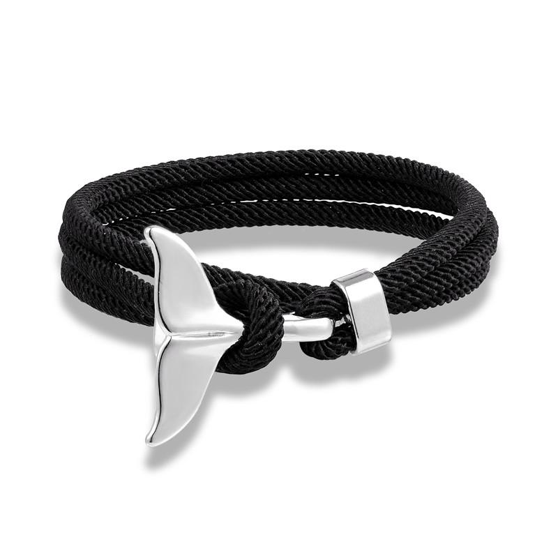 Whale Tail Anchor Bracelets Men Multilayer Charm Rope Chain Bracelet Male Women Navy Wrap Metal Sport Hook