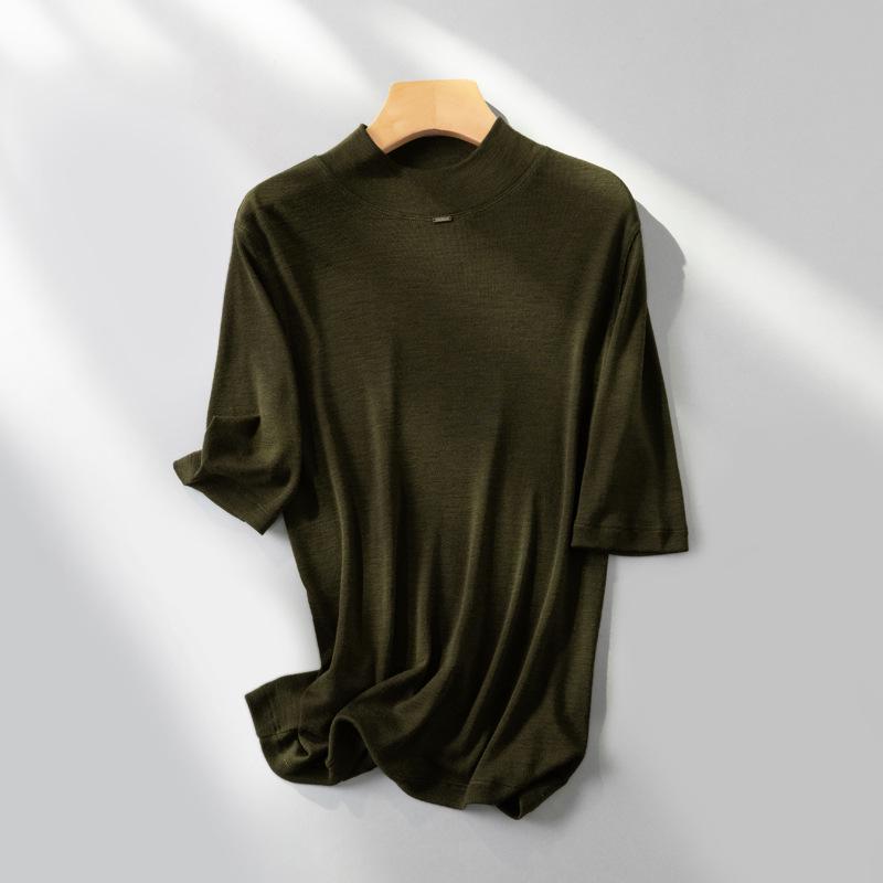 Puyuan 2025 Women's High Neck Merino Wool Base Layer - Classic Autumn/Winter Mid-Sleeve Essential