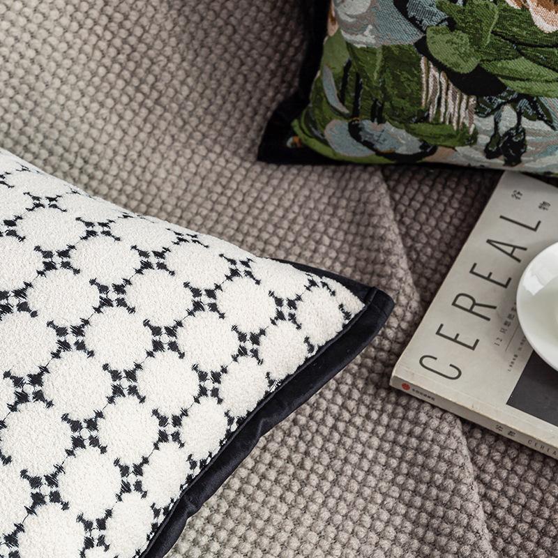 Nordic Pillow Modern Simple Jacquard Cushion Cover 45x45cm Green Baroque Throw Pillow Cover Luxury Living Room Sofa Home Decor Pillowcase Without Core