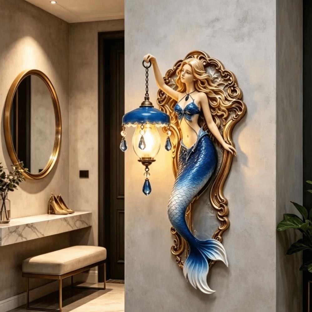 Soft Ambient Light Mermaid Wall Lamp Crystal Pendant Creative Wall Lamp Halloween Decoration