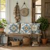 1/4pcs Bohemian Blue Gold Floral Tile Throw Pillow Covers Vintage Mediterranean Style Cushion Cases for Home Sofa Bedroom Decor