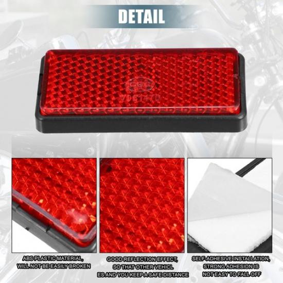6 Pcs Motorcycle Rectangular Stick-On Safety Spoke Reflective Reflector Red