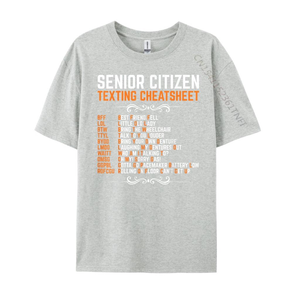 Funny Senior Citizens Texting Code Cheatsheet Grandpa Luxury T Shirt Men High Quality Christmas Valentines Day Gift TShirt