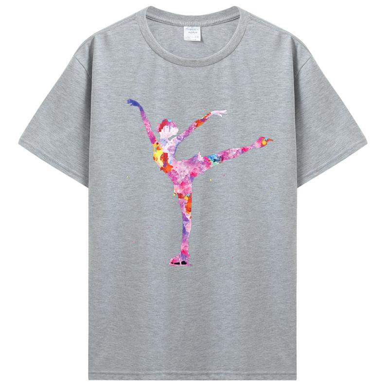 Funny Beautiful Ice Figure Skater Girl T Shirts Graphic Streetwear Short Sleeve Birthday Gifts Skating T-shirt Men Clothing