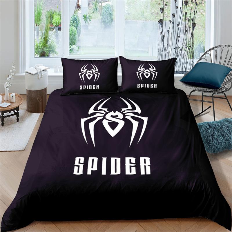 Scary Spider Bedding Set Queen Size Soft 3D Print Duvet Cover Set Halloween Theme Comforter Cover With Pillowcases Bedroom Decor