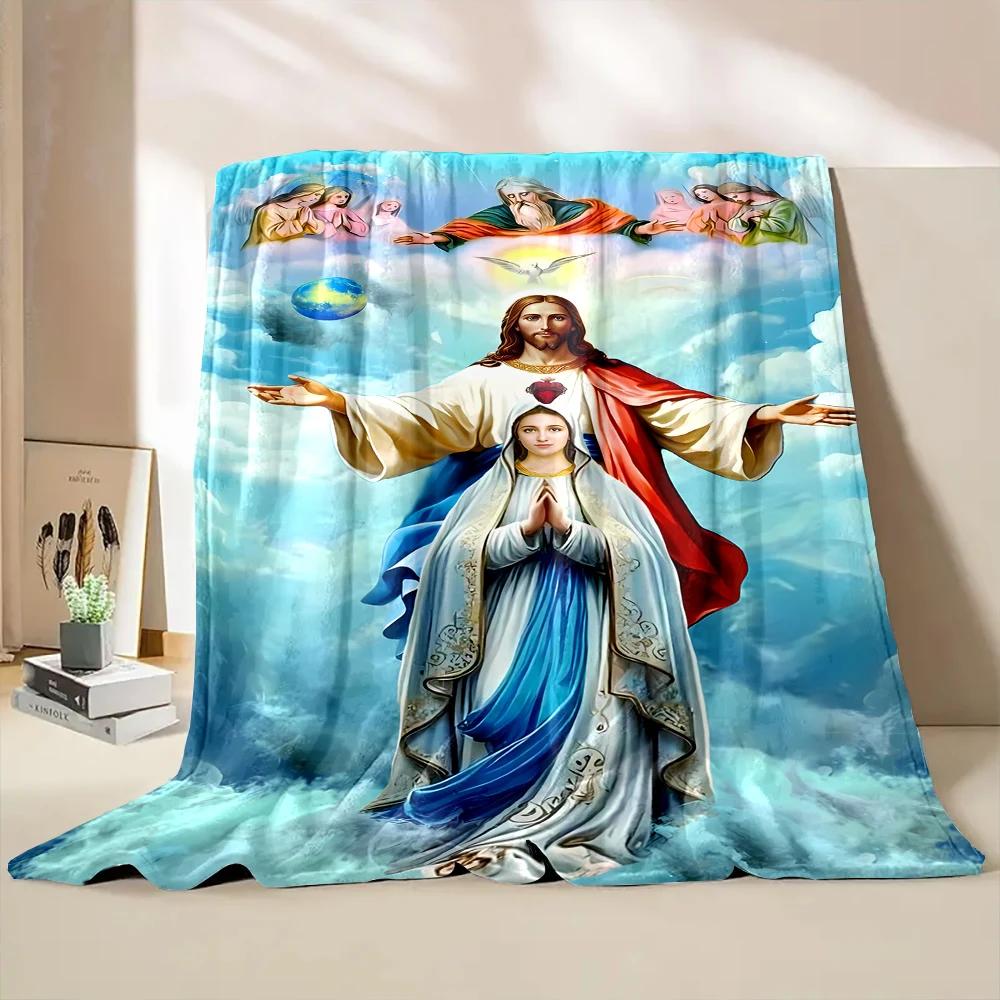 3D Warm Virgin Mary Pray Blanket,Soft Throw Blanket for Home Bedroom Bed Sofa Picnic Travel Office Rest Cover Blanket Kid‘s Gift