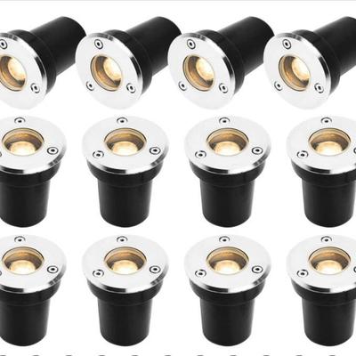 304 Stainless Steel 1W In-Ground Spotlight, 65mm Diameter, 3W Landscape Light with Ground Plug for Courtyard Lighting.