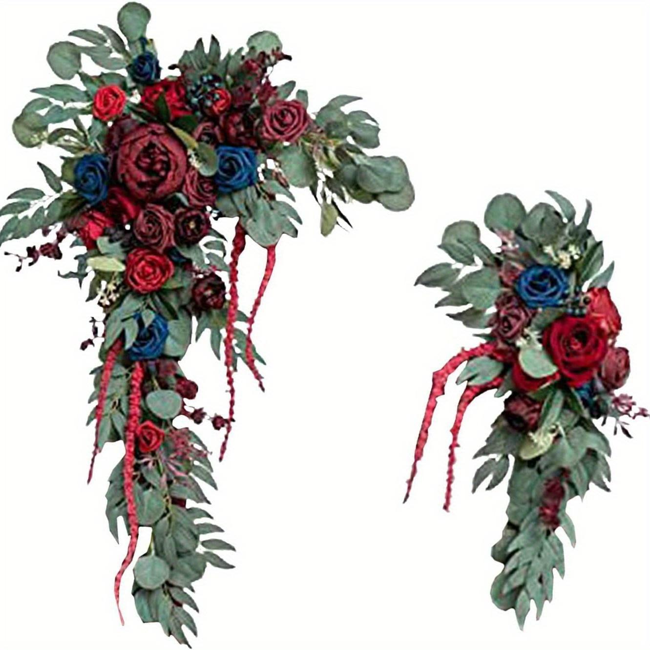 

2Pcs Simulation Reception Area Decoration Rose Green Plant Bouquet Arch Flowers