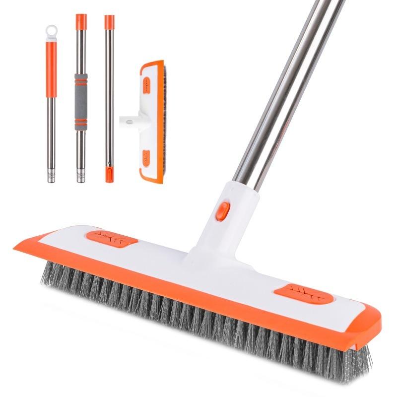 

2-in-1 Floor Scrubber & Squeegee - Extra Large Hard Bristle Brush for Bathroom Tile & Grout Cleaning
