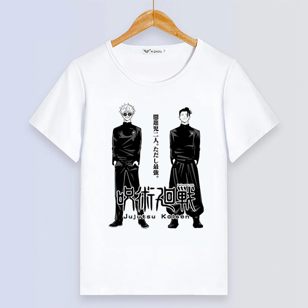 Anime Jujutsu Kaisen Cute White Summer Short Sleeve For Women Soft Plus Size Street Style Elastic Top T-Shirt