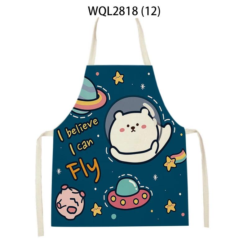 Cute Dog Cat Sheep Cattle Bear Animal Print Kitchen Aprons Women Men Linen Sleeveless Antifouling Apron Cooking Baking Waist Bib