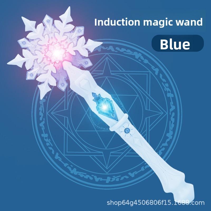 Princess Snow Wand Toy Fairy Girls Glowing Wands Christmas Halloween Children Toys Snowflake Light Sound Sticks Kid Cosplay