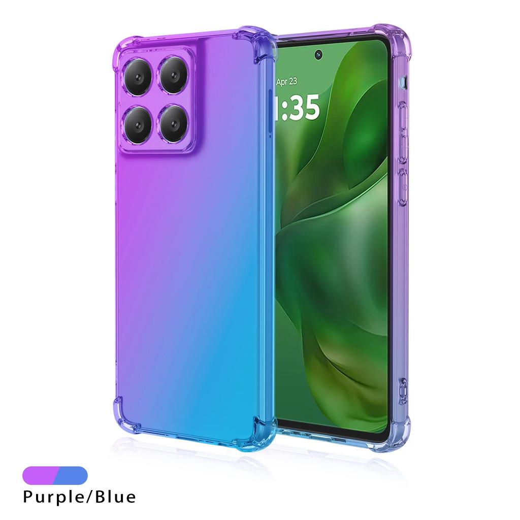 Shockproof Gradient Silicone Case for Motorola Edge 60 Fusion 60S Rainbow Color Anti-Knock Airbags Cover for Moto Edge 60 Stylus