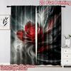 2D flat printing 2pcs Curtain Window Curtains Mystical Red Rose Art Digital Printed Polyester Drapes Holiday Decorations Perfect