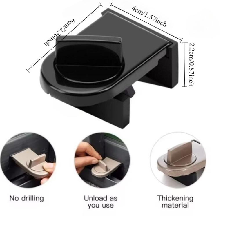 1pc Sliding Door Lock, Anti-Theft Anti-Pinch Safety Lock with No-Drill Installation, Pet-Proof Two-Way Fixation for Window