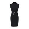 Pure Desire Black Sleeveless Belted Slim Fit Dress - Sexy, Flattering, Hip-Hugging Skirt for Hot Girls
