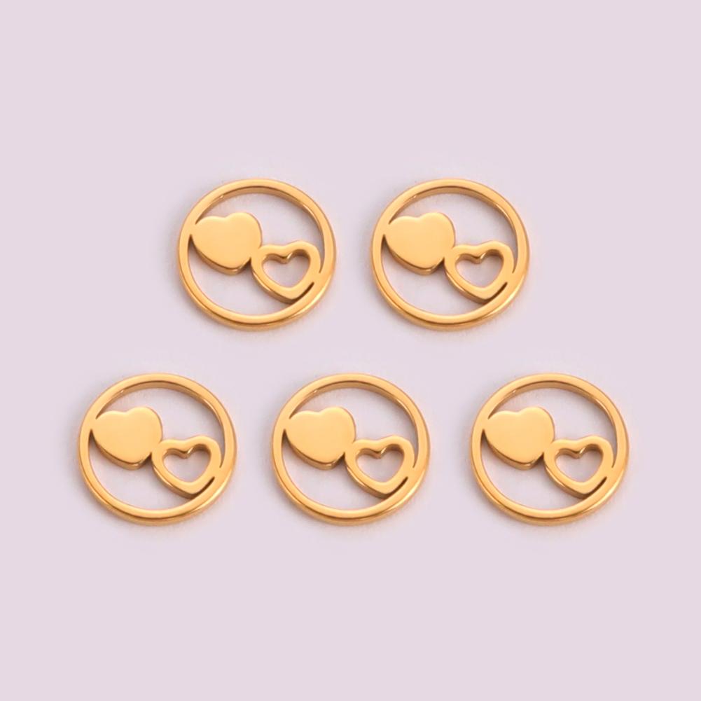 Teamer 5pcs Stainless Steel Charms for Jewelry Making DIY Accessories Sun Star Heart Moon Pendant for Bracelet Necklace Earrings