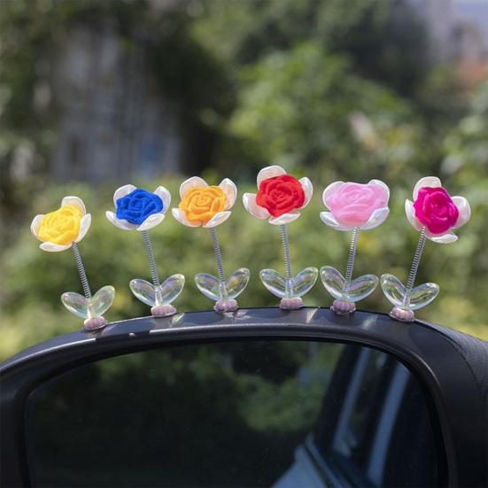 6ks/sada Roztomilý květ růže Ozdoba do auta Středová konzola Dekorace palubní desky Auto Spring třesoucí hlavou Malá dekorace