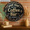 2D Flat 1pc Vintage Coffee Bar Aluminum Decoration Plaque, "Good Days Start Here" Lettering Sign, Kitchen Decor, Coffee Shop Wall Art Decor, Ideal