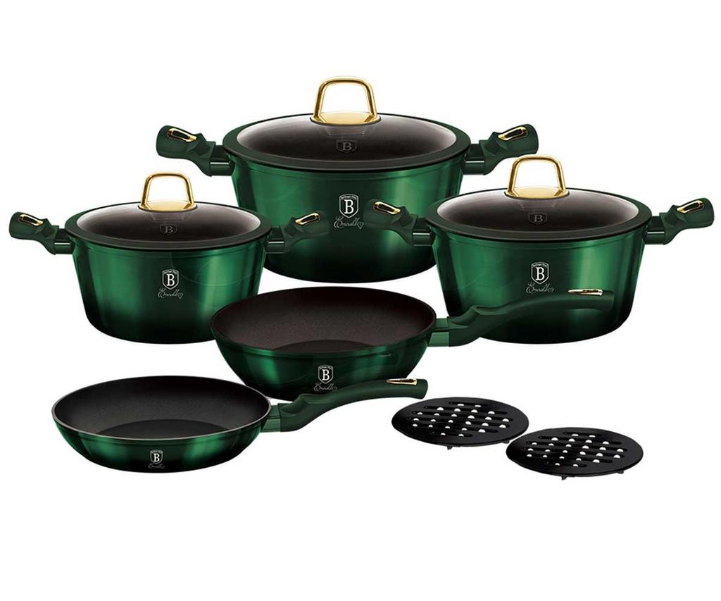 TITANIUM POTS BERLINGER HAUS 10 pcs. BH-6065 EMERALD