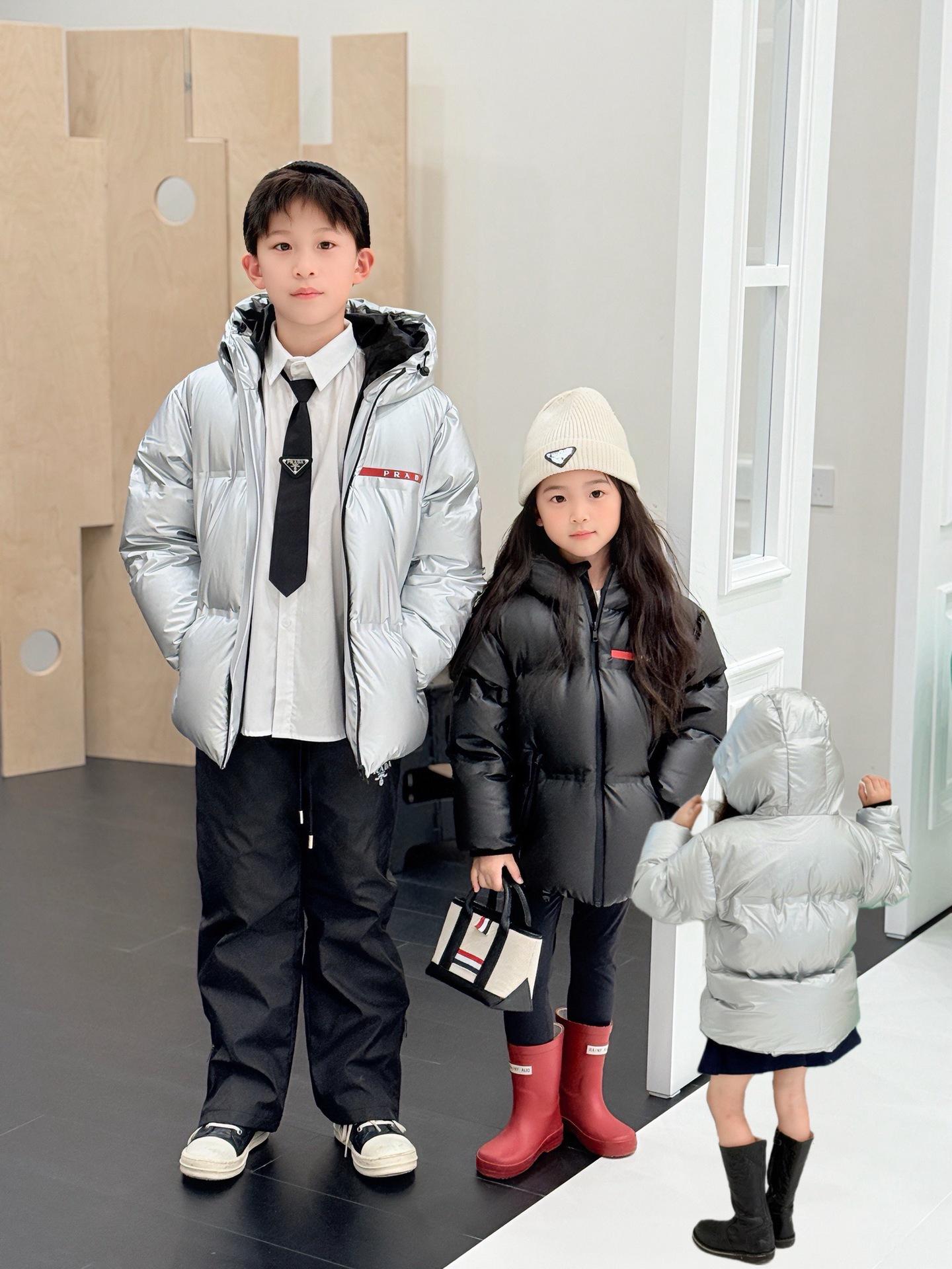 

Блестящая пуховая куртка с капюшоном для детей - Теплая и модная унисекс верхняя одежда 150cm