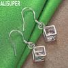 925 Sterling Silver Fashionable 3D Rubik's Cube AAA Zirconia Earrings - Exquisite Evening Jewelry
