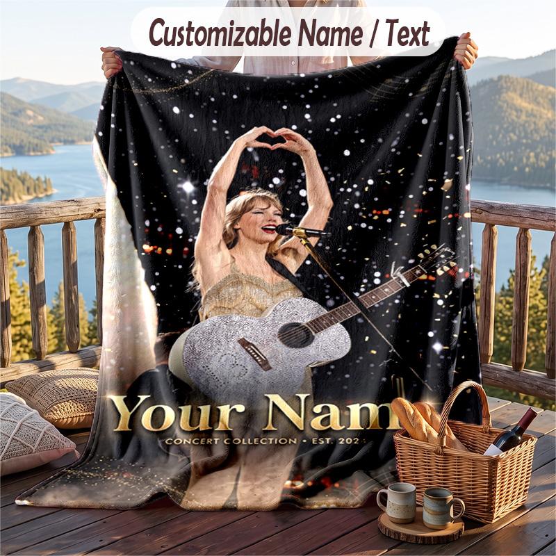 Personalized Flannel Throw Blanket,Taylor Swift Custom Printed Name, Cozy Plush Blanket For Home Use