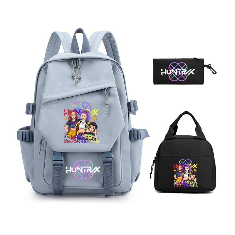 Demon Hunters KPop Demon Hunters Student School Bag Three-piece School Bag Zipper Pencil Case