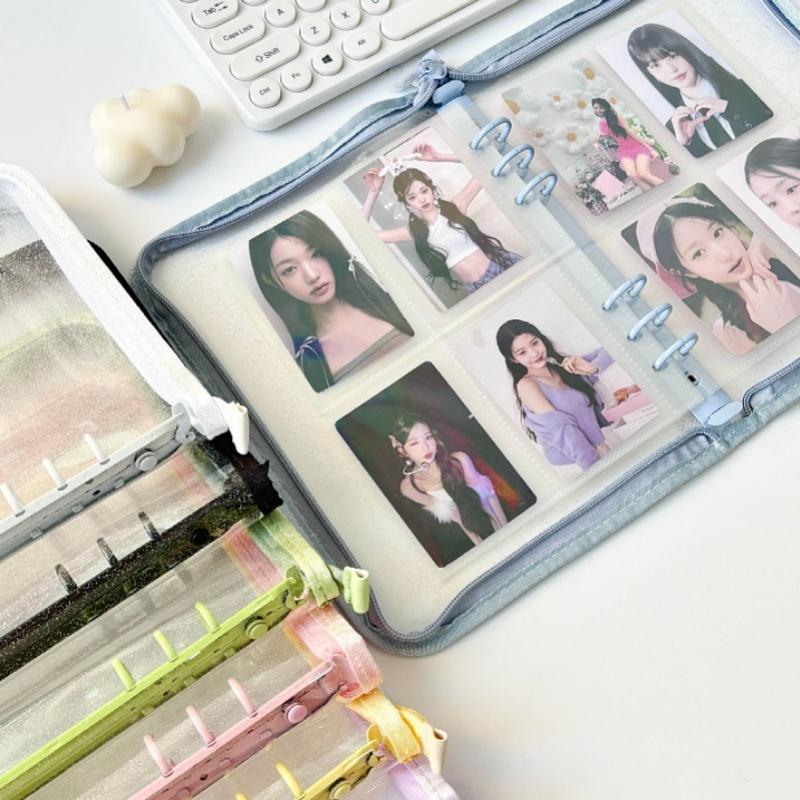 A5 Cute Ins Sparkling Blingbling Binder Pocards Transparent Zipper Po Album Card Holder Book Girl Hand Account Book Cover