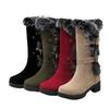 New autumn and winter new women's casual matte medium boots low heel rabbit fur snow boots