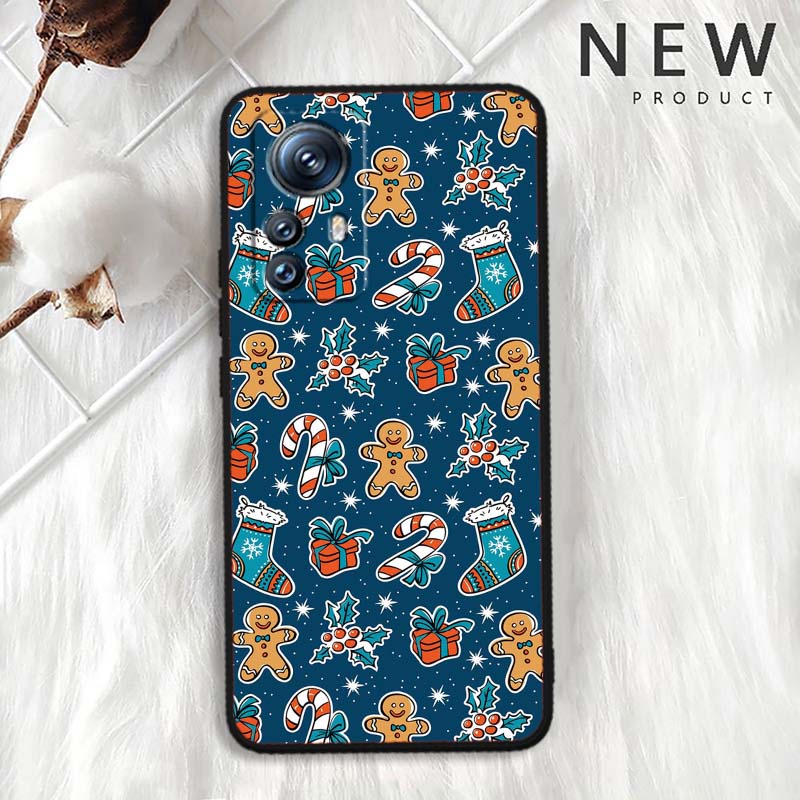 Christmas Cartoon Pattern For Xiaomi Mi 15 14 13 13T 12 12T 12S 11 11i 11T Pro Ultra Lite 5G Black Soft Phone Case