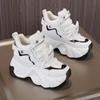 Fashion High Platform Genuine Leather Sneakers Women 2025 Spring Casual Chunky Shoes Winter 8CM Wedge Heels Lace-up Warm Fur Snow Shoes