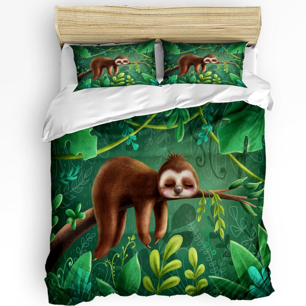 Cartoon Sloth Forest Animal Bedding Set 3pcs Duvet Cover Pillowcase Kids Adult Quilt Cover Double Bed Set Home Textile