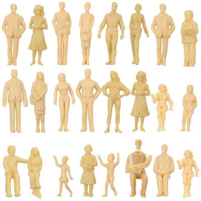 24-Piece Set of 1:25 Unpainted Human Figures, Diorama, Miniature Garden, Railway Model, Building Model, Educational DIY