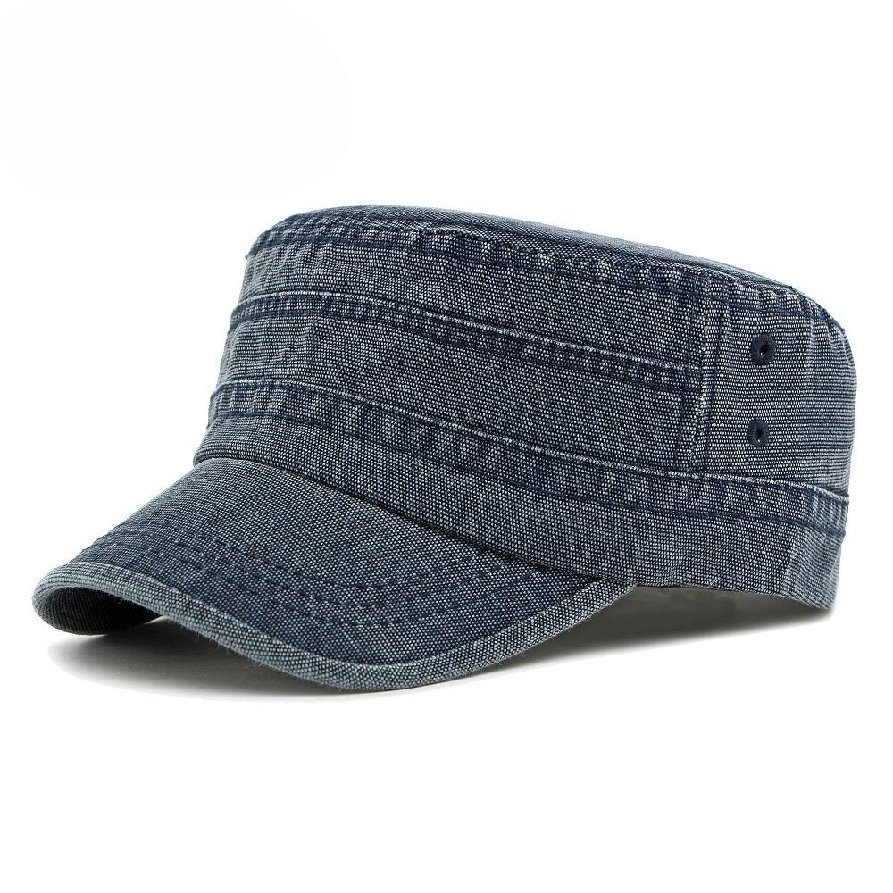 Vintage Washed Cotton Military Cap for Men Women Summer Breathable Flat Top Hat Sun Protection Outdoor Casual Cadet Cap Peaked Hat