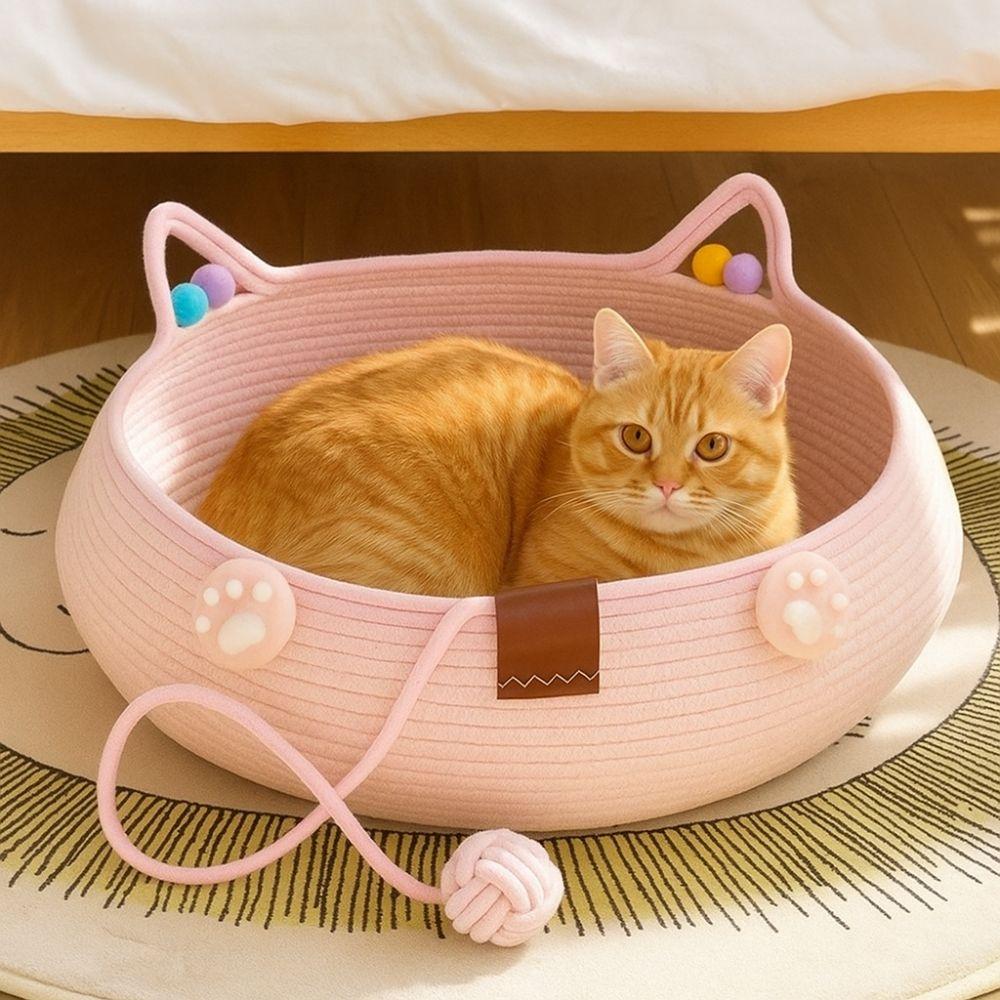 Cotton Rope Woven Cat Nest Scratch-Proof Cat Scratch Floor Cat Scratch Board Mat  for Cats and Dogs