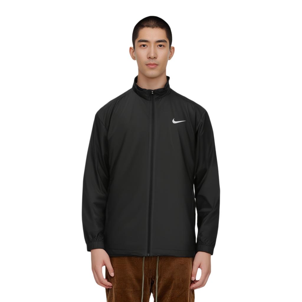 Nike Solid Color Minimalist Logo Embroidered Stand Collar Jacket Men Jacket Black 384787-060