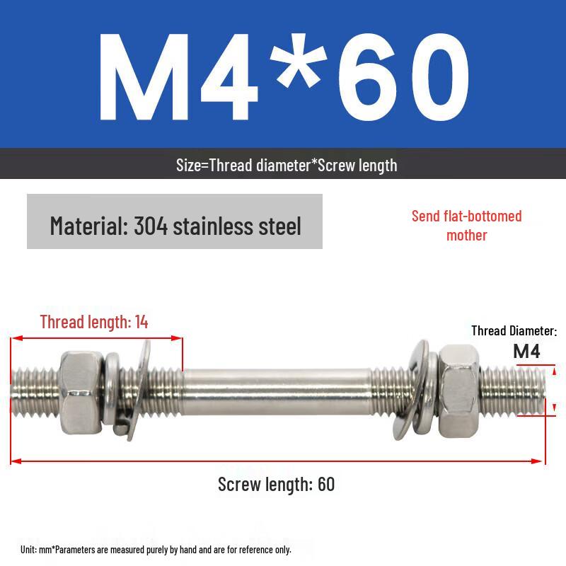 304 Stainless Steel Double-Ended Screw and Nut Set