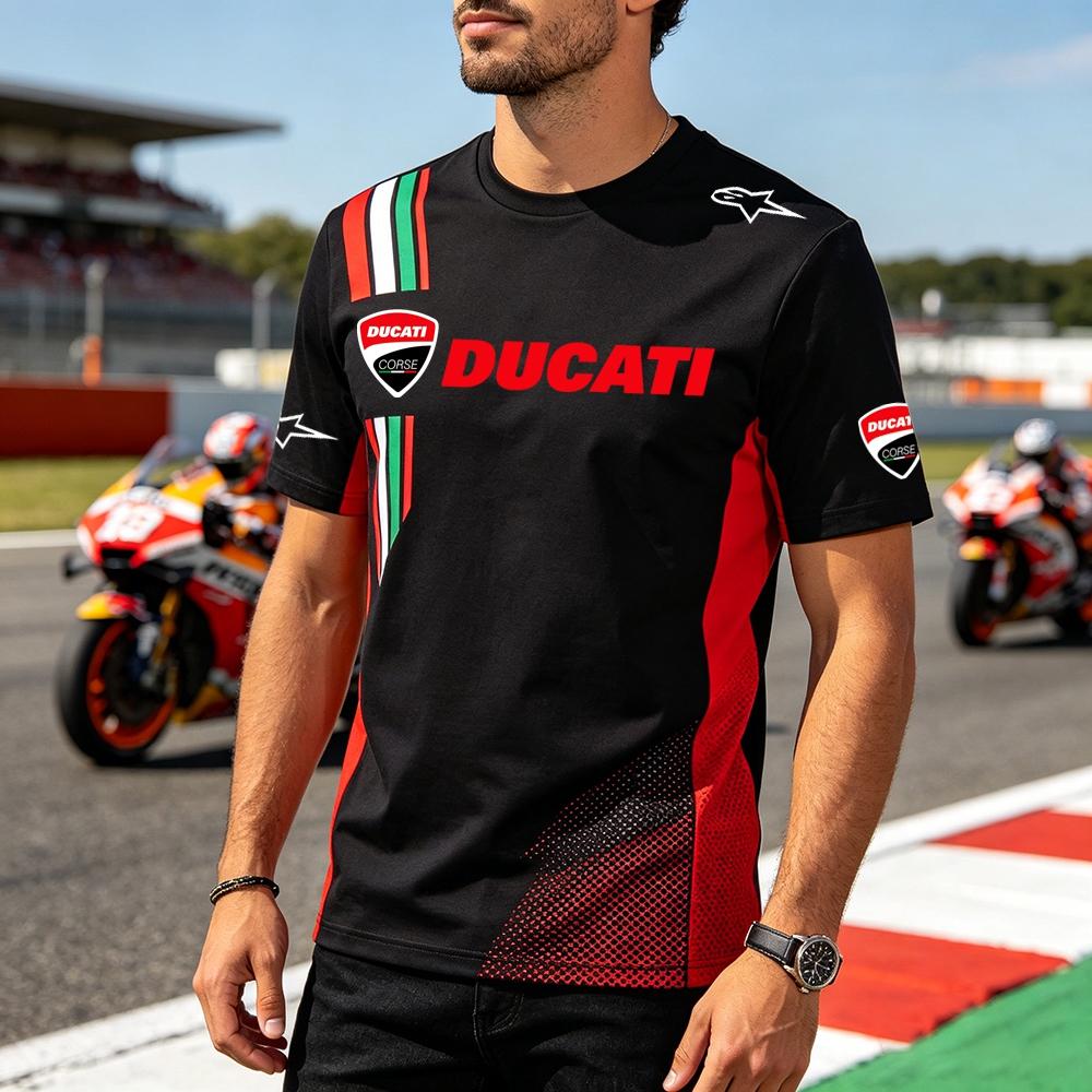 Men's Ducati Corse Racing T-shirt Short Sleeve Motorbike Team Jersey Breathable Quick Dry Motorcycle Sports Tee