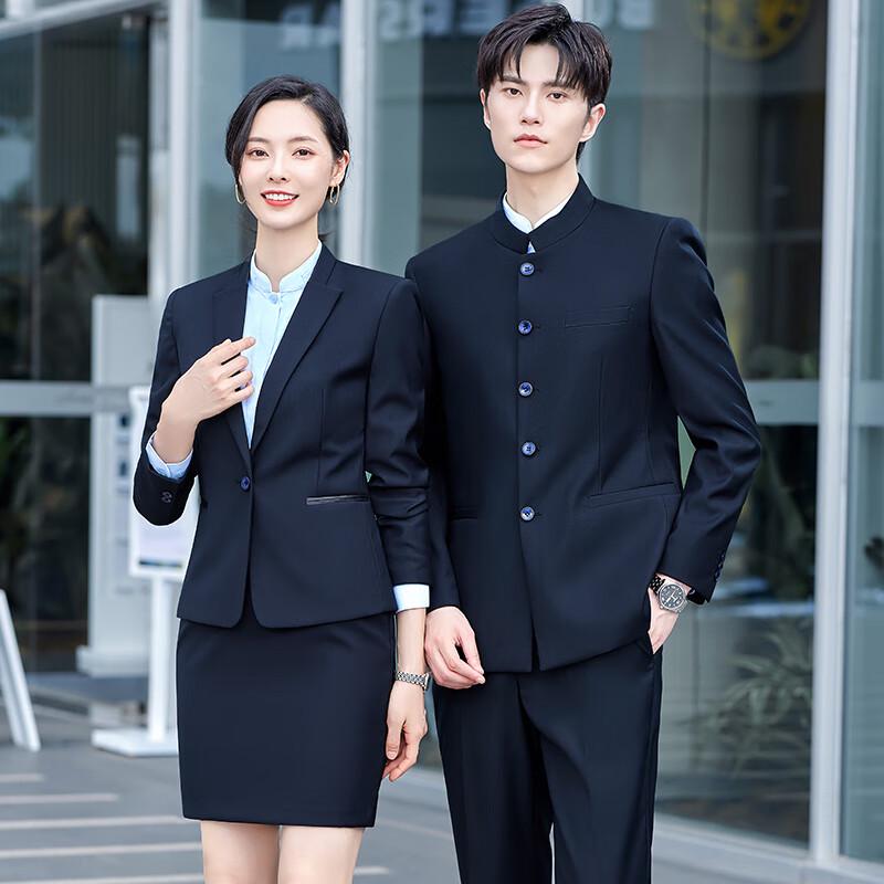 

Teluoman New Chinese Style Stand Collar Zhongshan Suit Blazer M