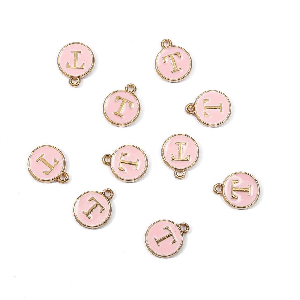 10Pcs 12x2.5mm Alphabet Double Face Charms Pendant Beads for Jewelry DIY Findings
