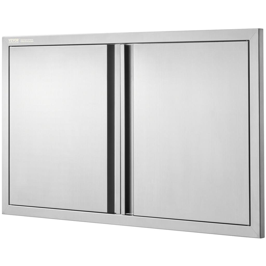 BBQ Access Door, 914x534 Mm Double Outdoor Kitchen Door, Stainless Steel Flush Mount Door, Wall Vertical Door with Recessed Handles , for BBQ Island,