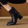 Retro-Mode quadratische Zehenpartie kurze Stiefel Damen Herbst und Winter mittelhohe Absätze Strickgarn Schaft Mode schmale Stiefel