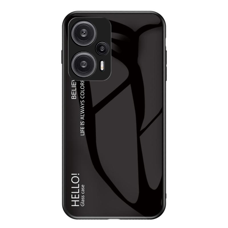 

For Xiaomi Redmi Note 12 Turbo/Poco F5 5G Slim Phone Case PC+TPU+Tempered Glass Shockproof Cover Black