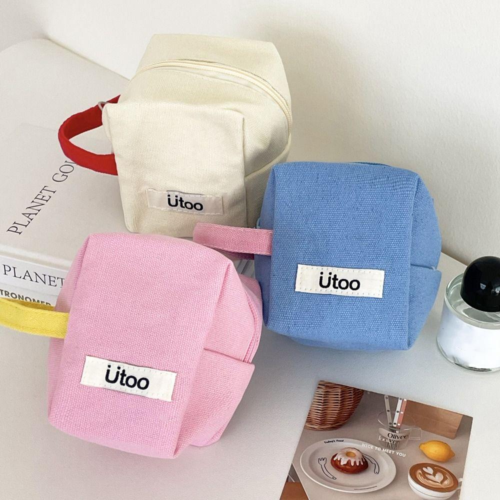 

Cute Canvas Coin Purse Korean Style Women Toiletry Bag New Ladies Makeup Bag Girls рожевий
