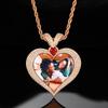 Heart-Shaped Hip Hop DIY Photo Pendant with Zircon Inlay – Customizable and Trendy