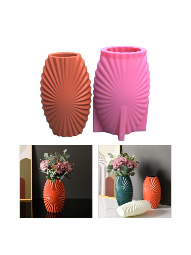 Geometric 3D Stripe Gypsum Silicone Molds Storage Box Mold for Making Succulent Plant Pot Flower Pot Candle Holder